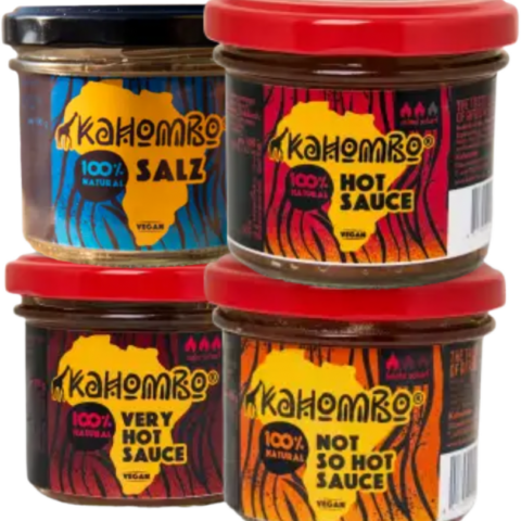 Hot Sauce Bundle von Kahombo mit drei Hot Sauces und Salz